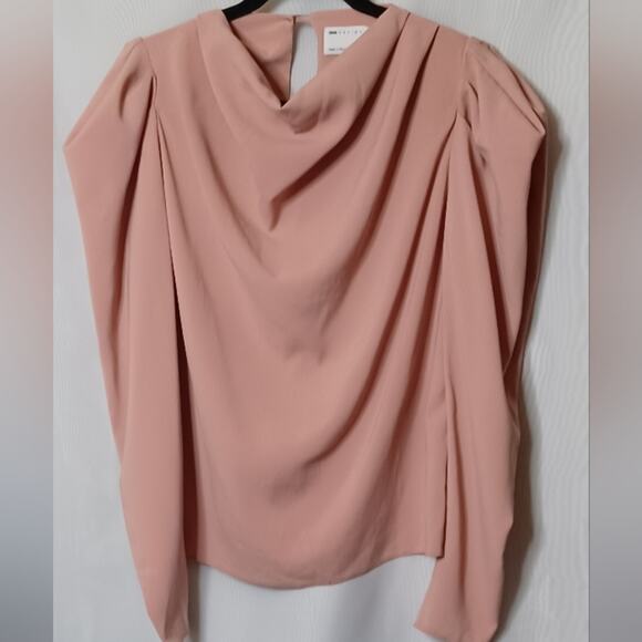 ASOS Women's Pink Pleated Cowl Neck Long Sleeve Top. 8 - Picture 1 of 12